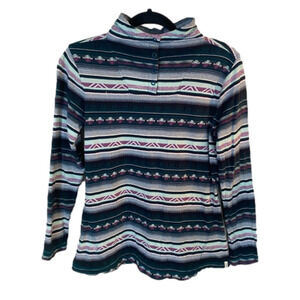 WOOLRICH South Western Aztec Print Long Sleeved Shirt with Button Neck. Size M